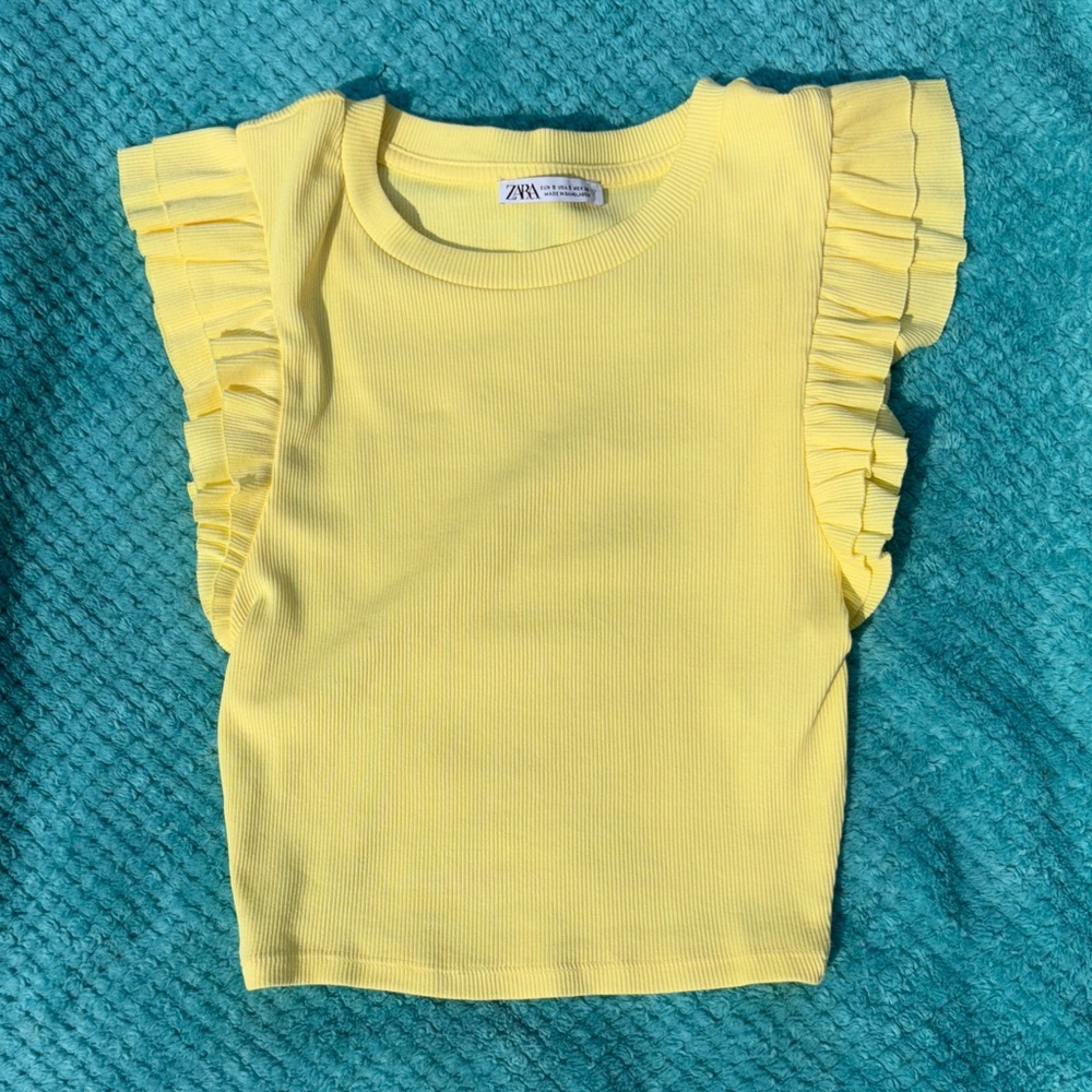Zara Yellow Ruffle Sleeve Top